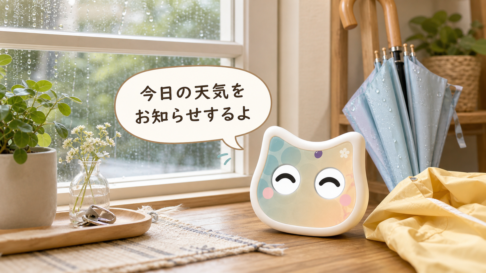 天気を音声で教えてくれる猫型AIロボットMia