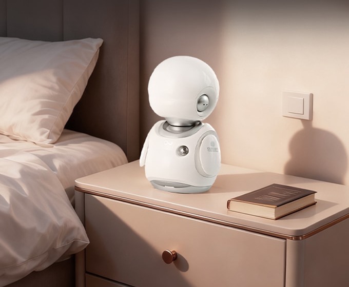 ベッドサイドに置かれたOUROBOT