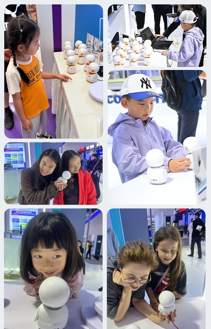 子どもがOUROBOTに触れている展示風景