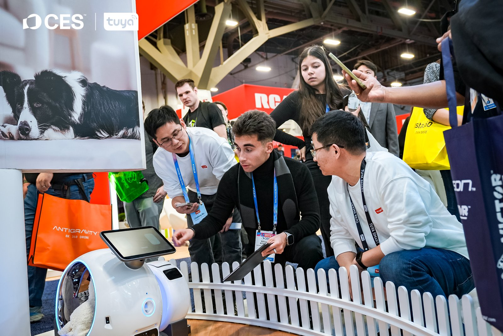 Visitors watching a Tuya Smart Aura demo at CES 2026