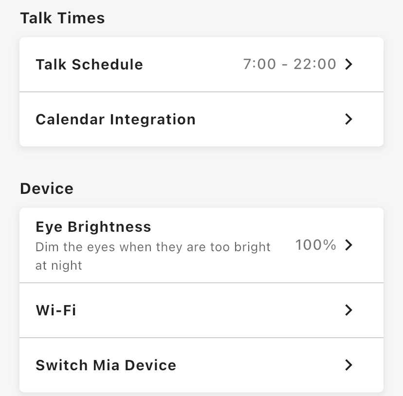 The "Talk Times" and "Device" sections