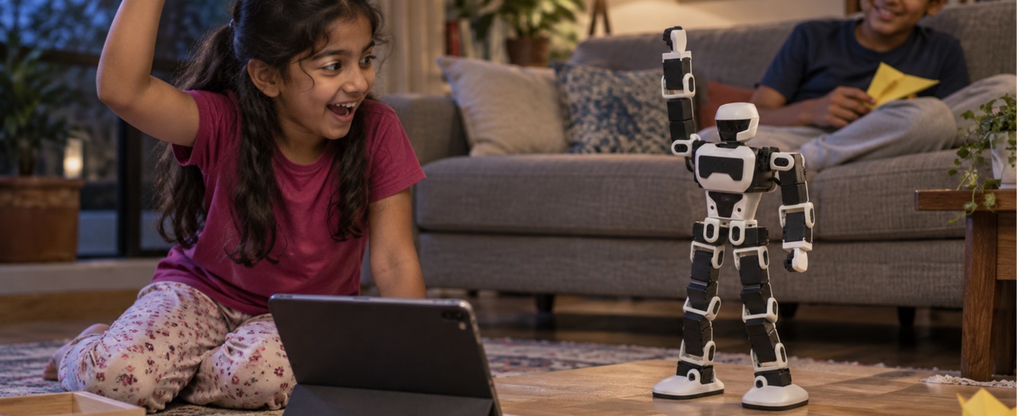 FF Nova Mini dancing in a living room with a child (official FF image)