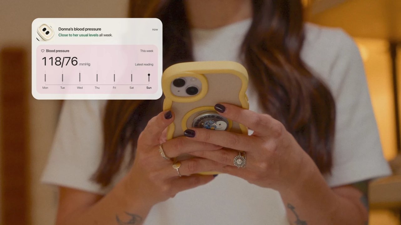 Family app showing a weekly blood pressure trend